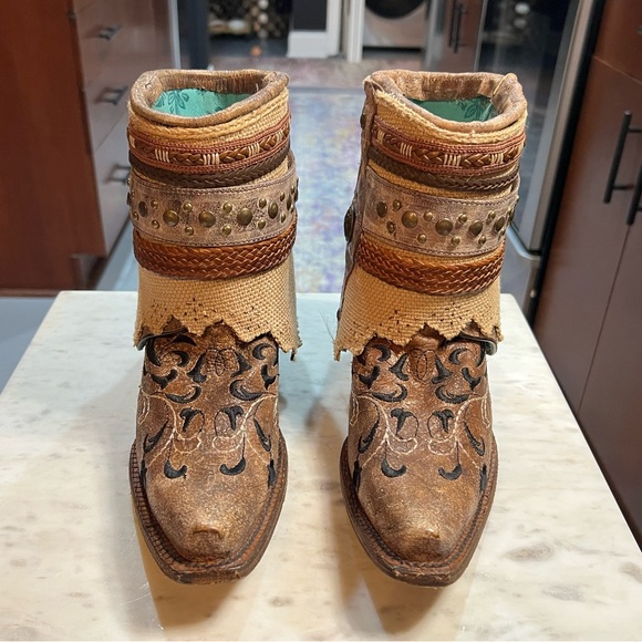 Corral handcrafted leather 2-in-1 cowboy boots - Cognac - Size 9.5 - Picture 7 of 11